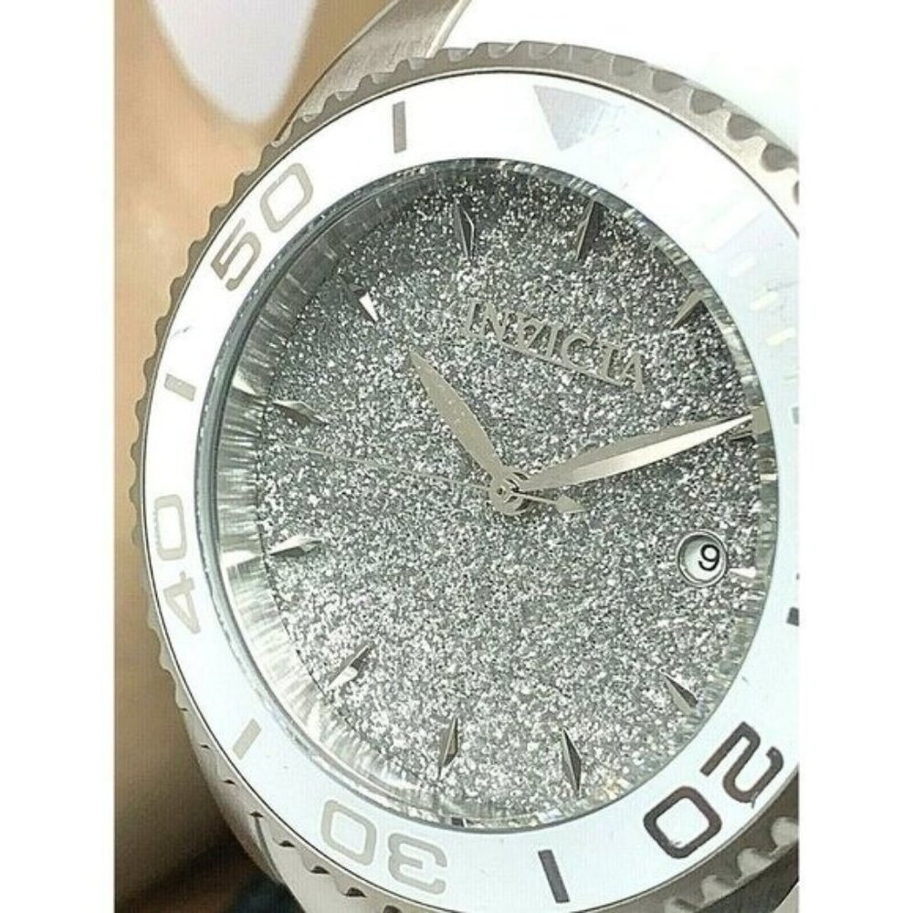 Invicta Women's Watch 22702 Angel Quartz Silver Dial White Rubber Band 39mm